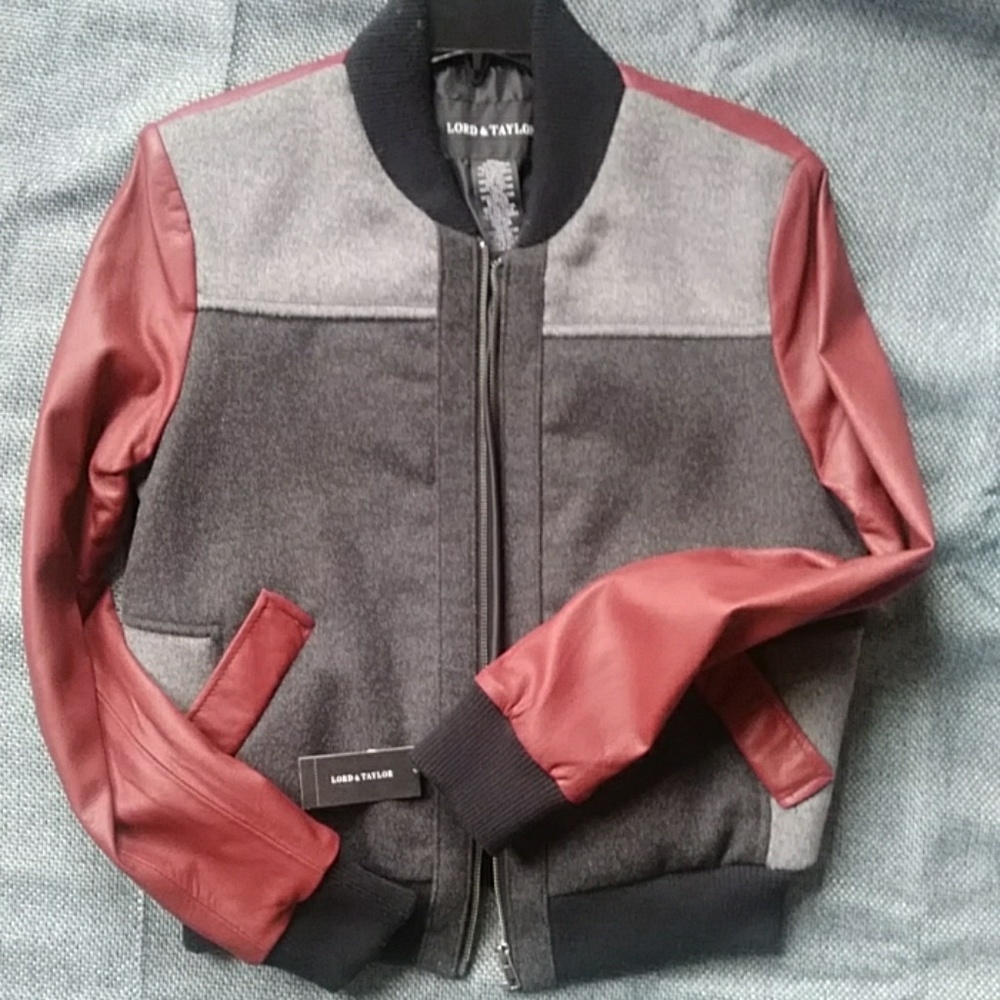 NWT Leather & Wool Bomber Jacket